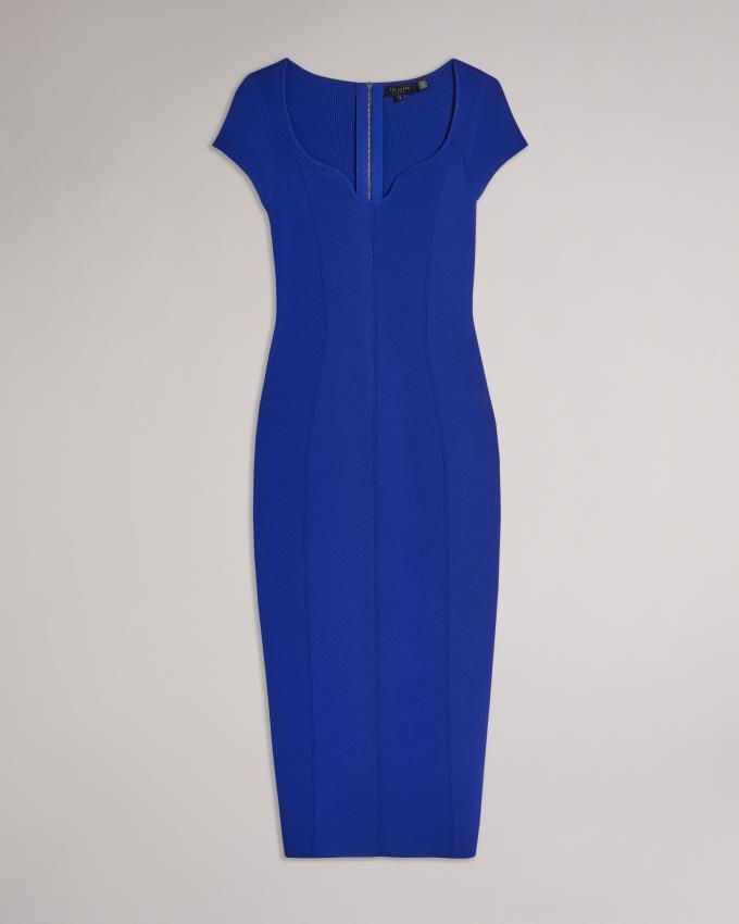 Peignoir Ted Baker Ribbed Bodycon Knit Midi Bleu Femme | ZIZ-14368168